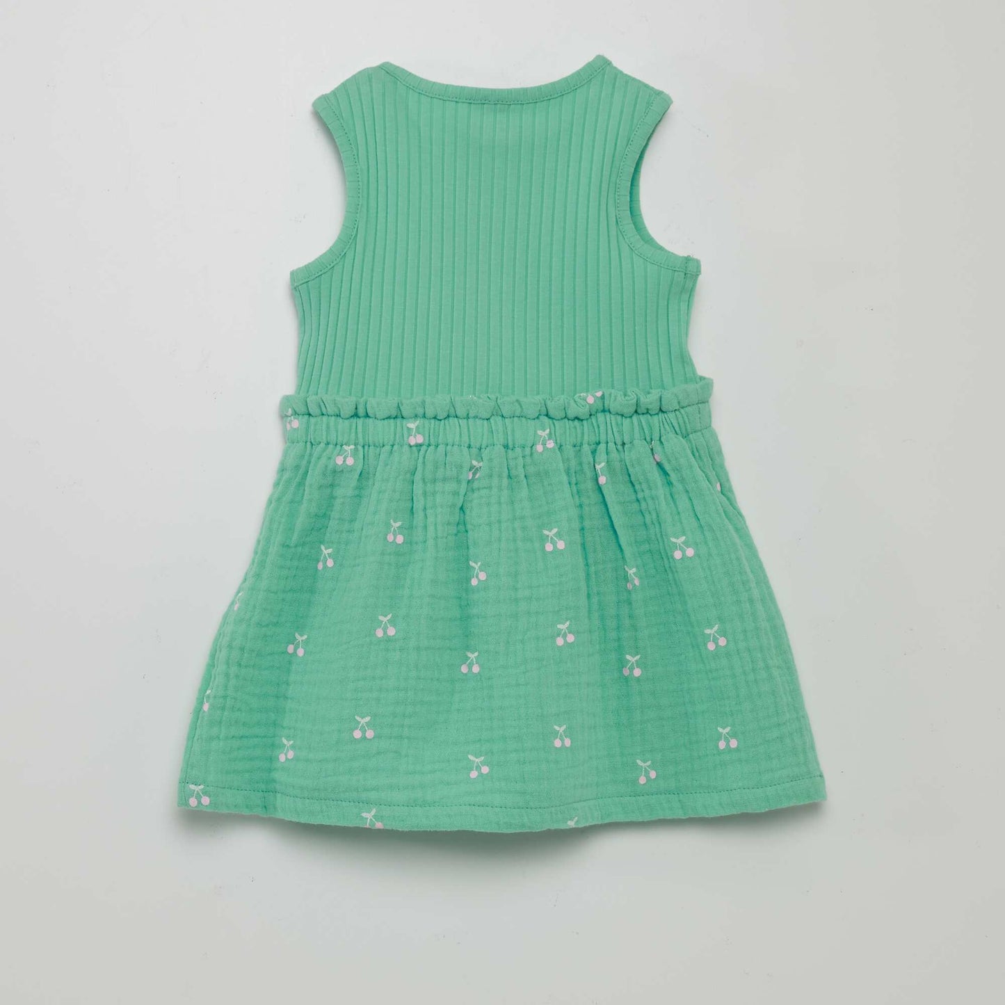 Robe en double gaze de coton et côtelée Vert