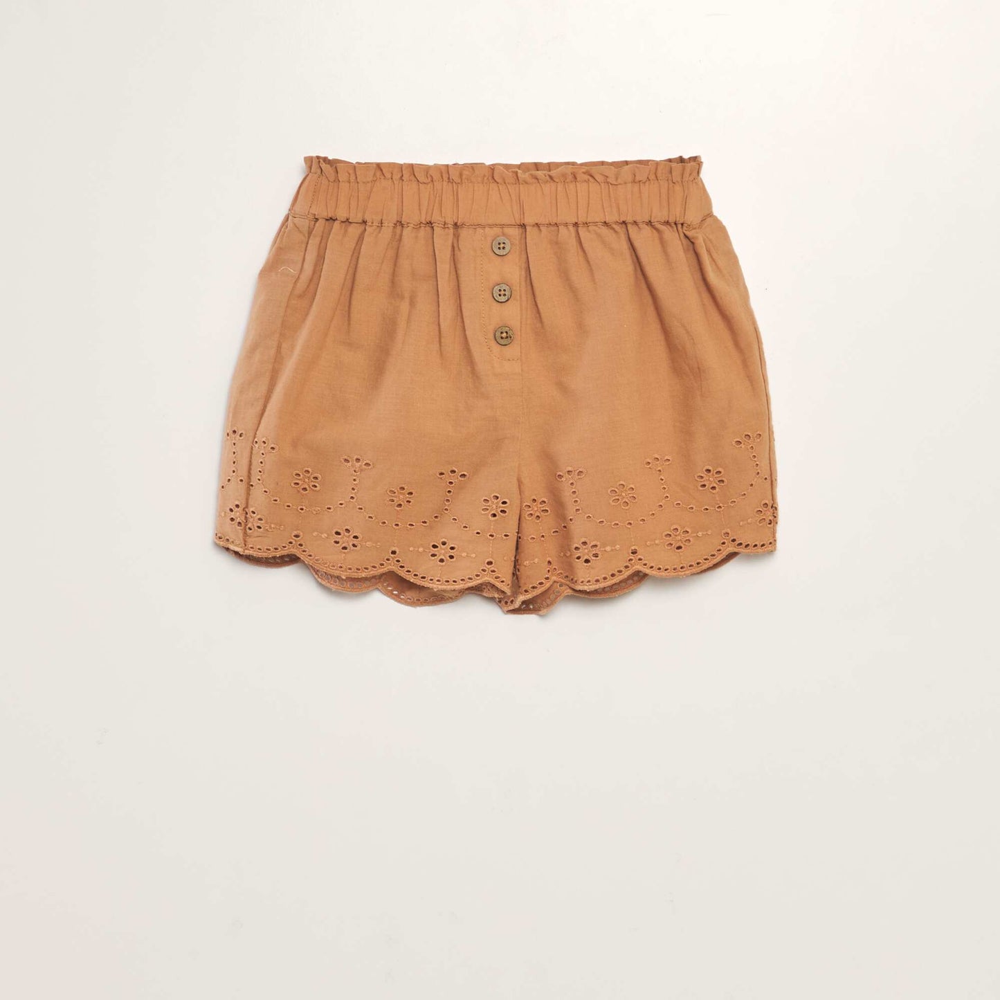 Short en voile coton Marron