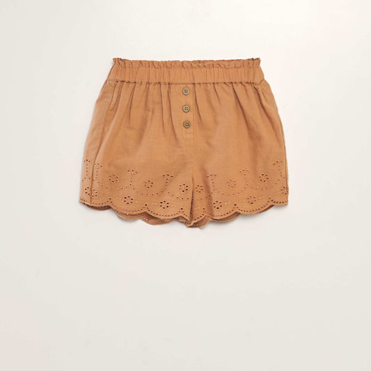 Short en voile coton Marron