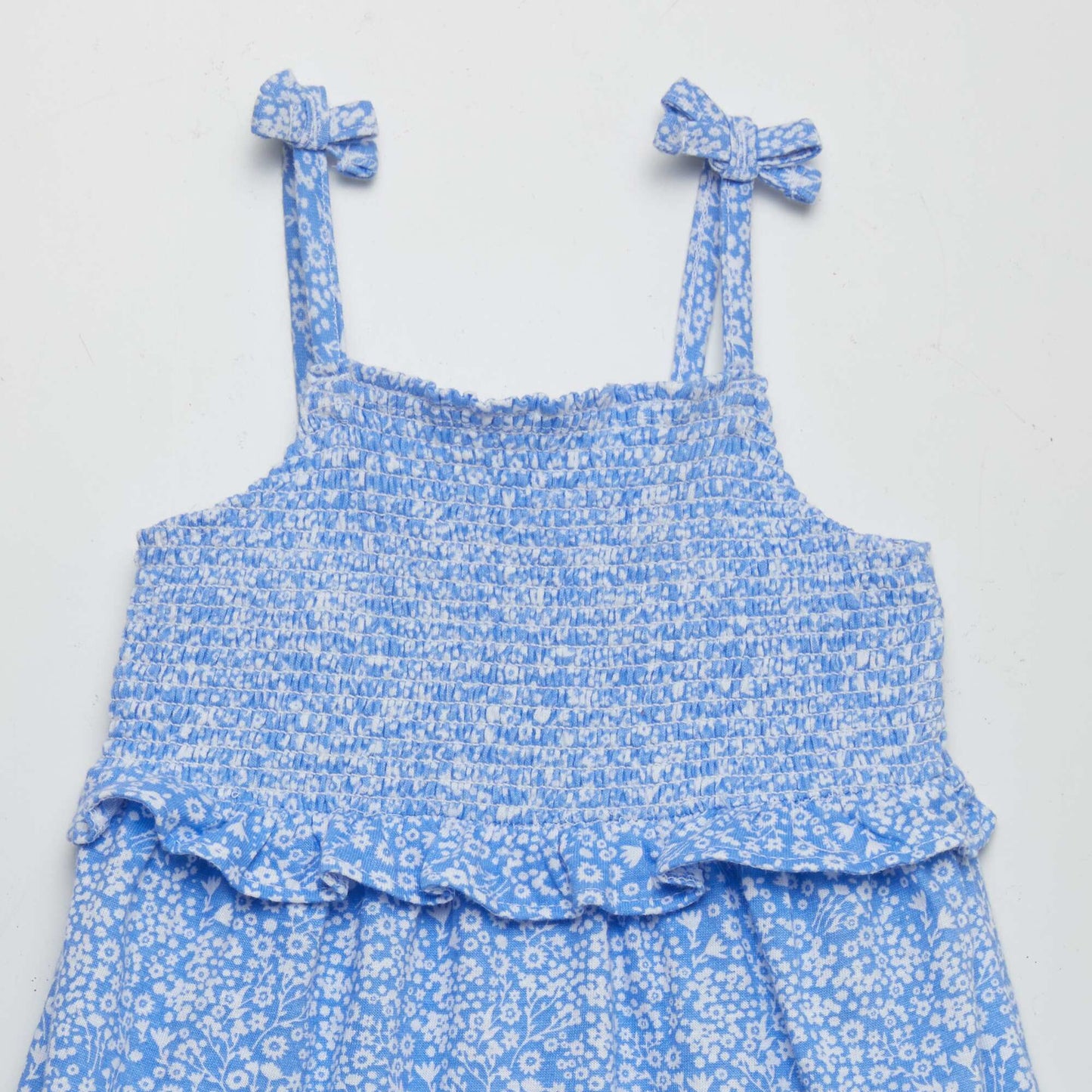 Robe à bretelles avec base volantée Bleu