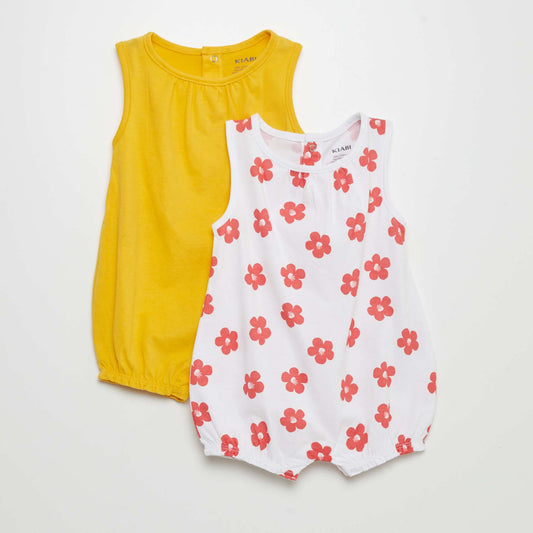 Lot de combishorts en jersey - 2 pièces Blanc / jaune