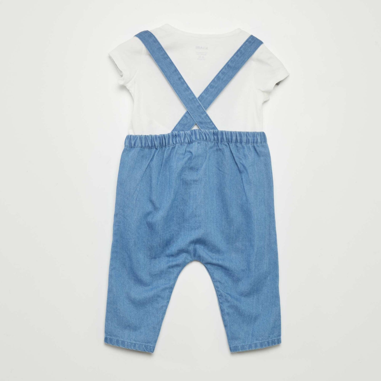 Ensemble body + salopette en denim Blanc/denim