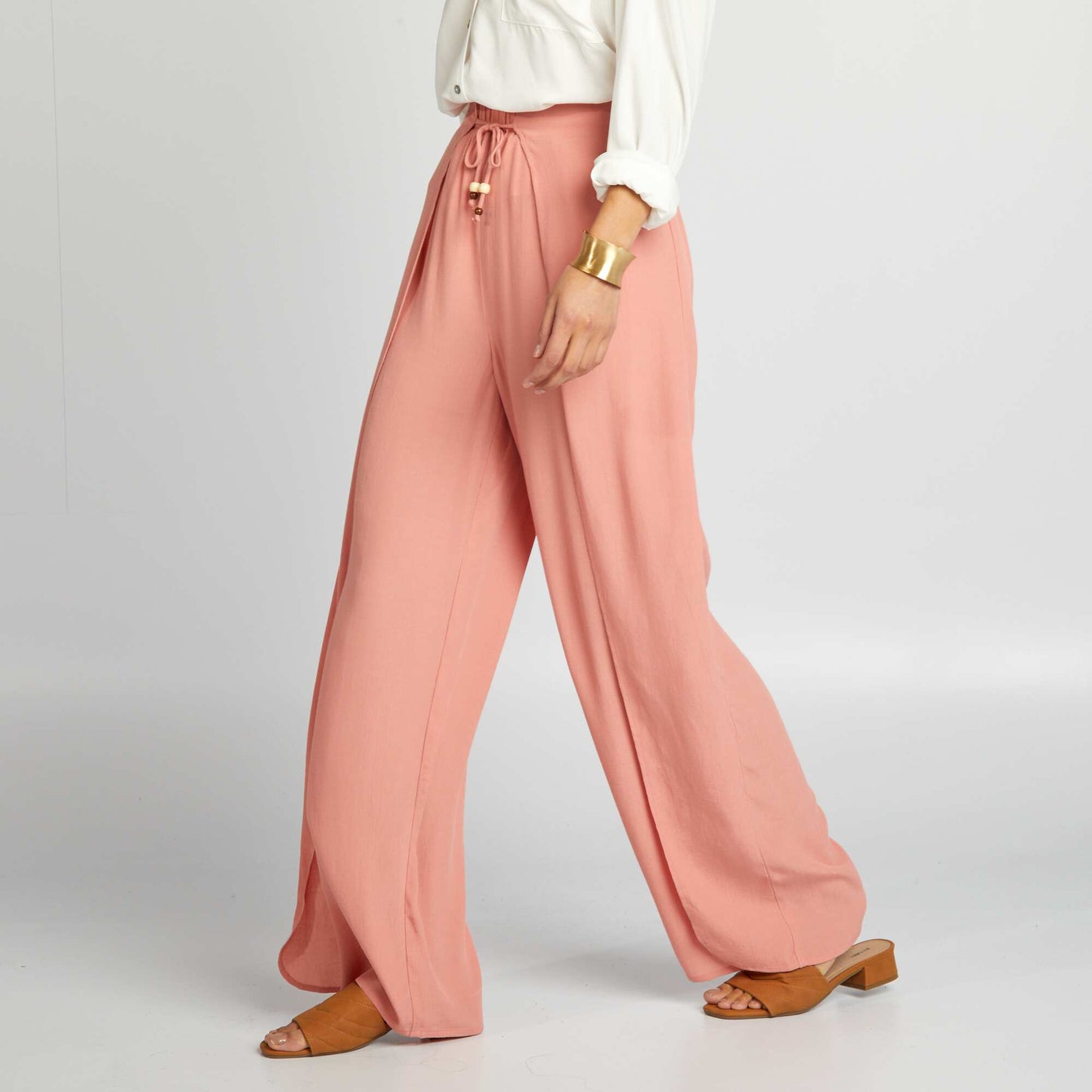 Pantalon large fluide Rose