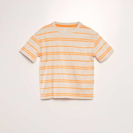 T-shirt à rayures en jersey Orange