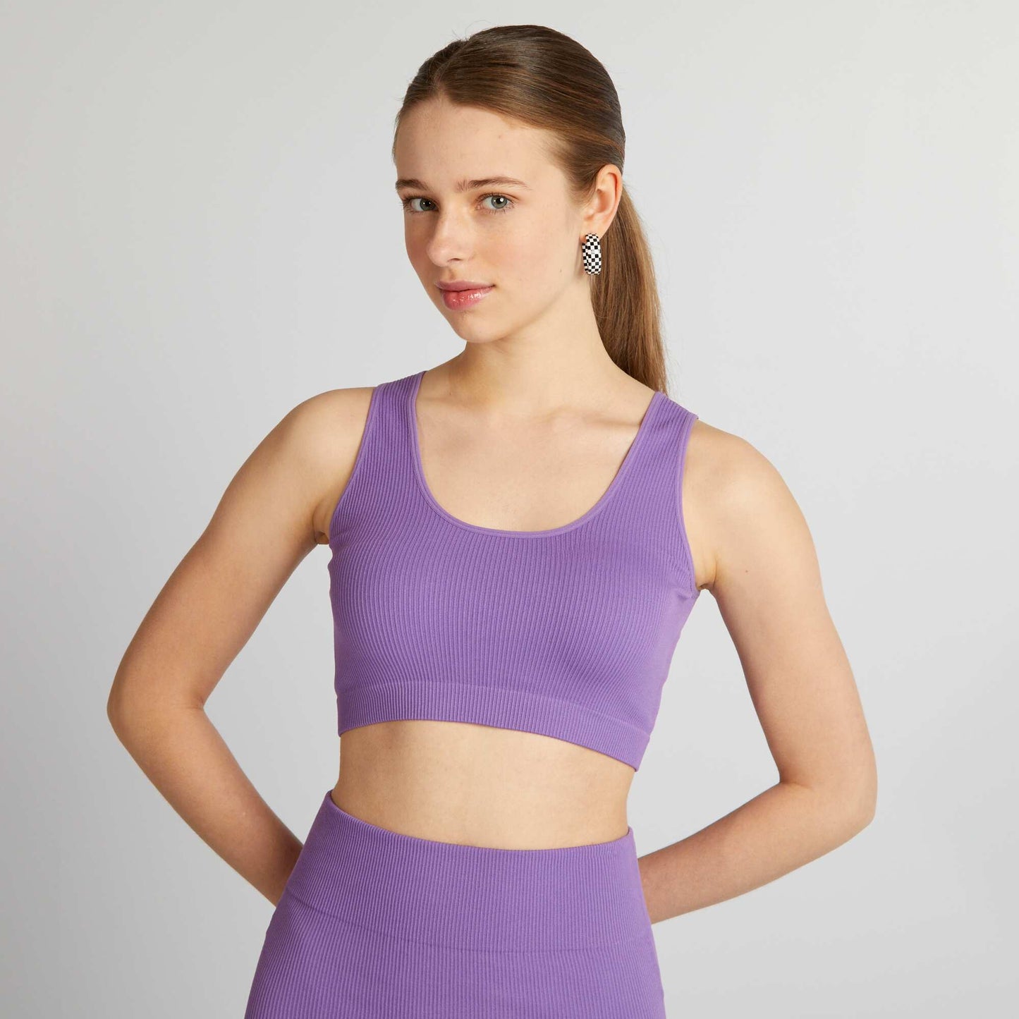 Brassière de sport en maille côtelée Violet