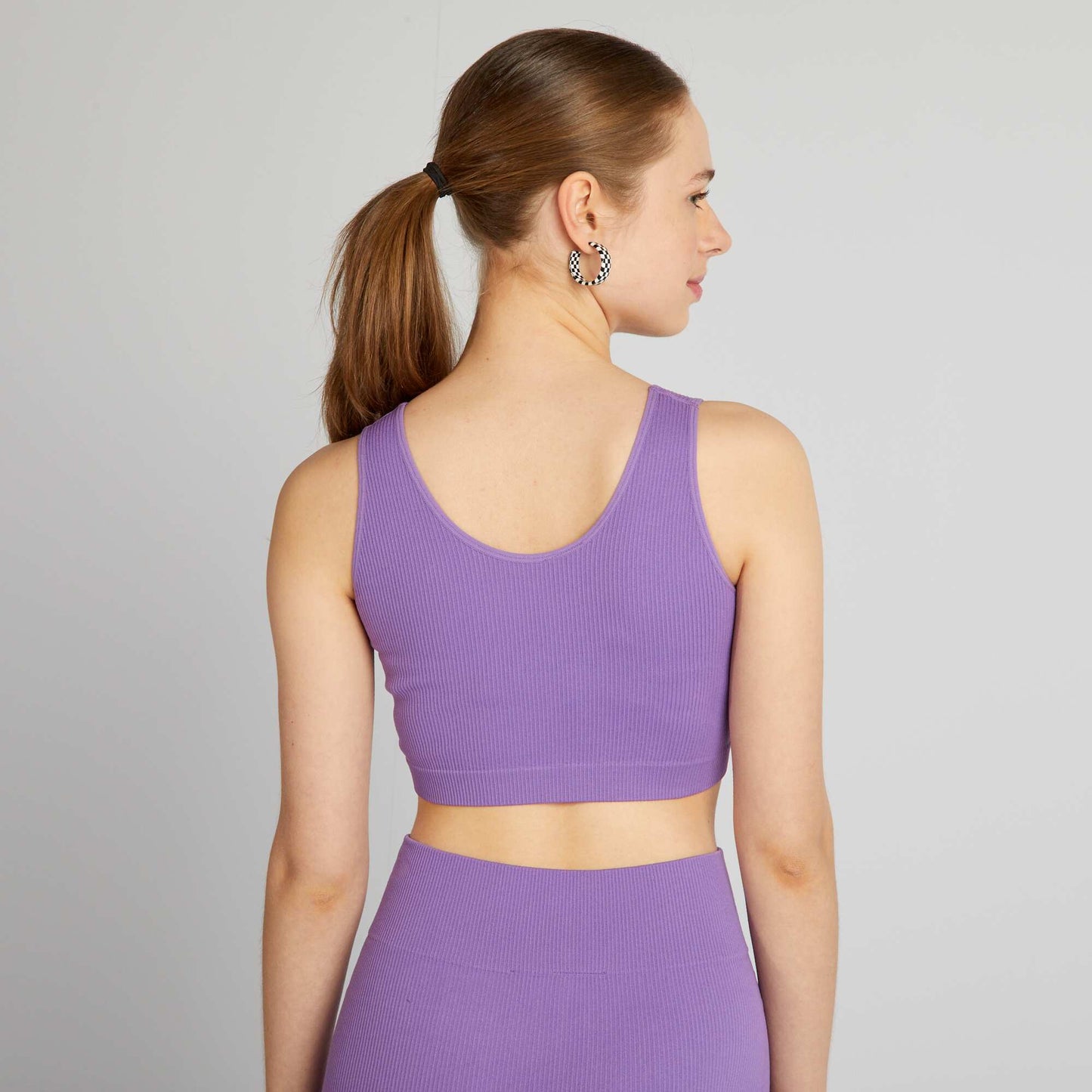 Brassière de sport en maille côtelée Violet