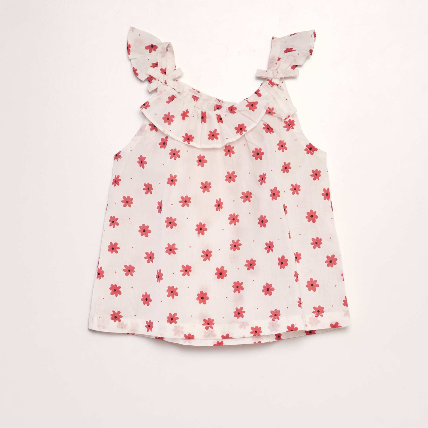 Blouse en voile de coton imprimée Rouge