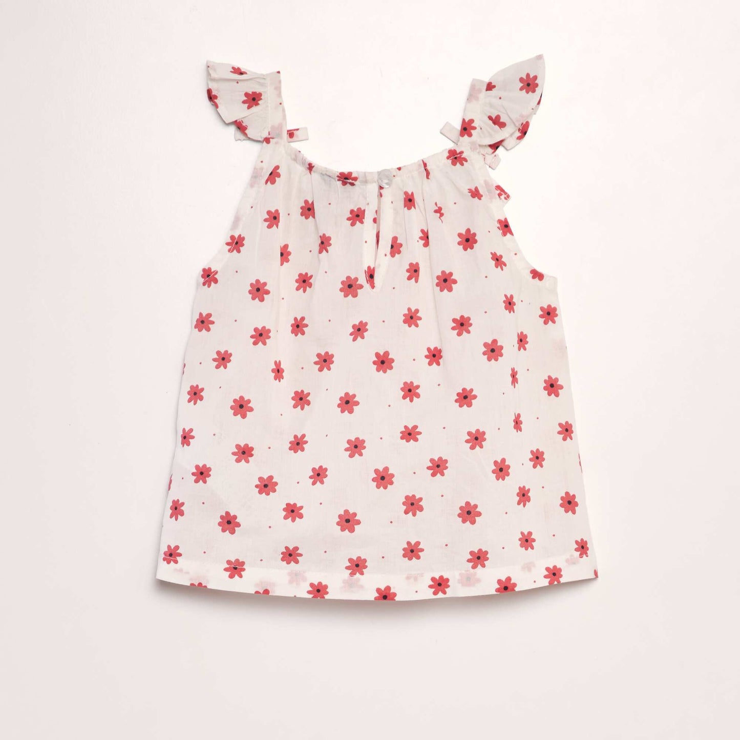 Blouse en voile de coton imprimée Rouge