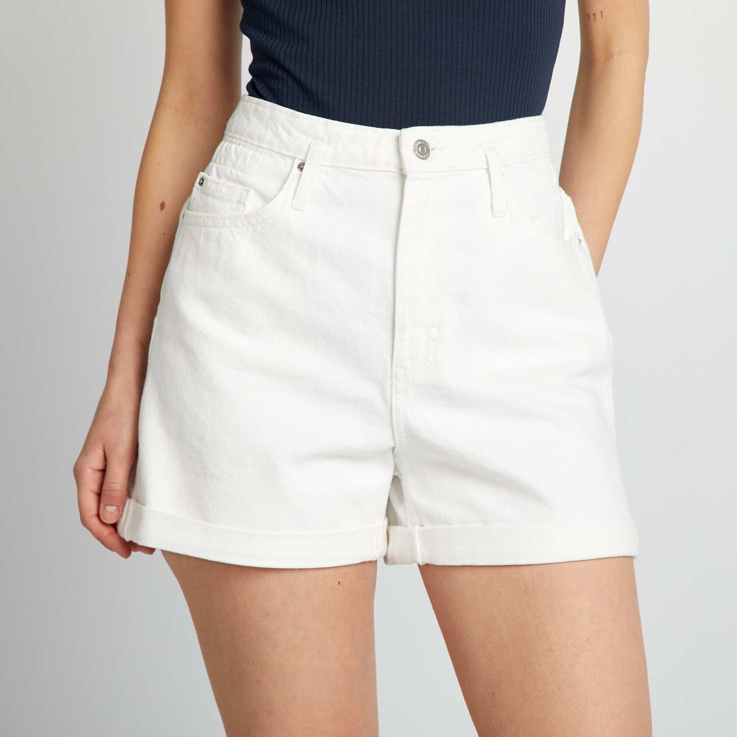 Short en jean Blanc