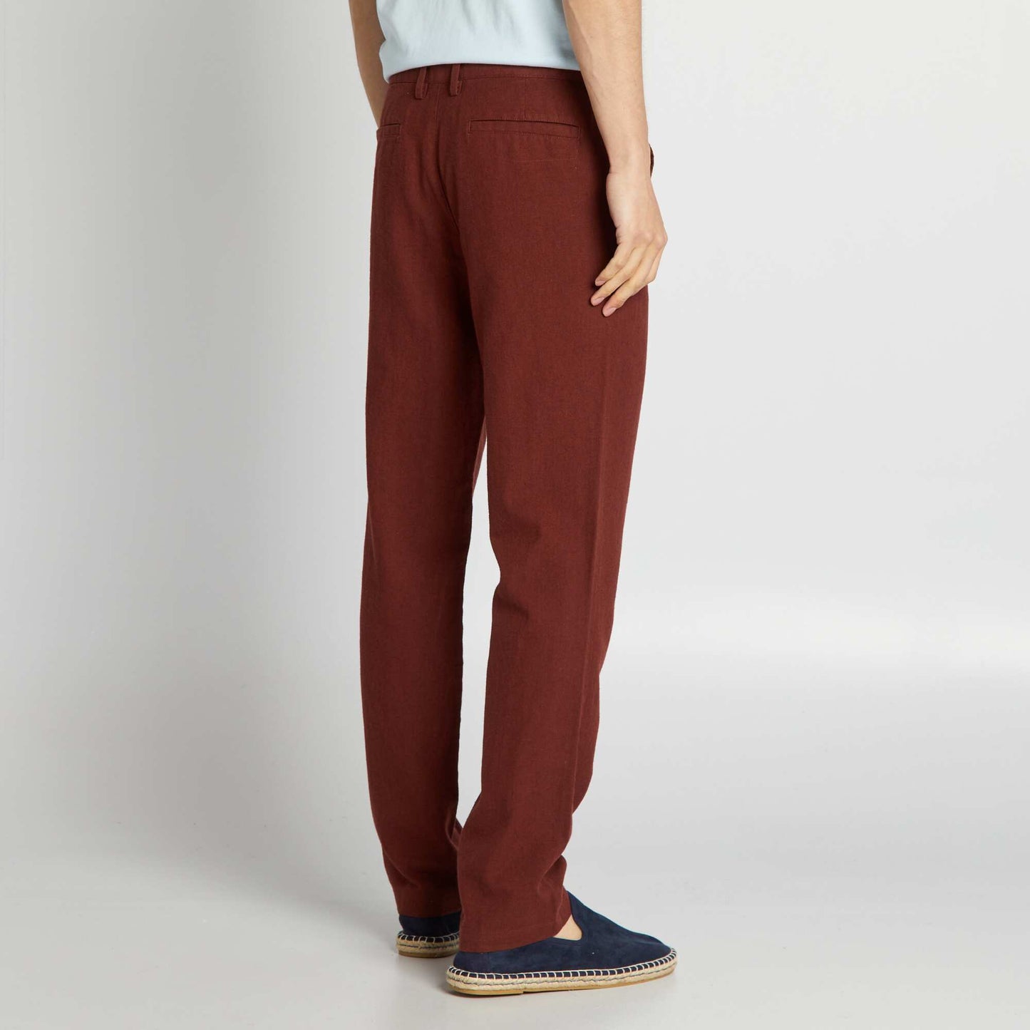 Pantalon chino en lin Rouge foncé