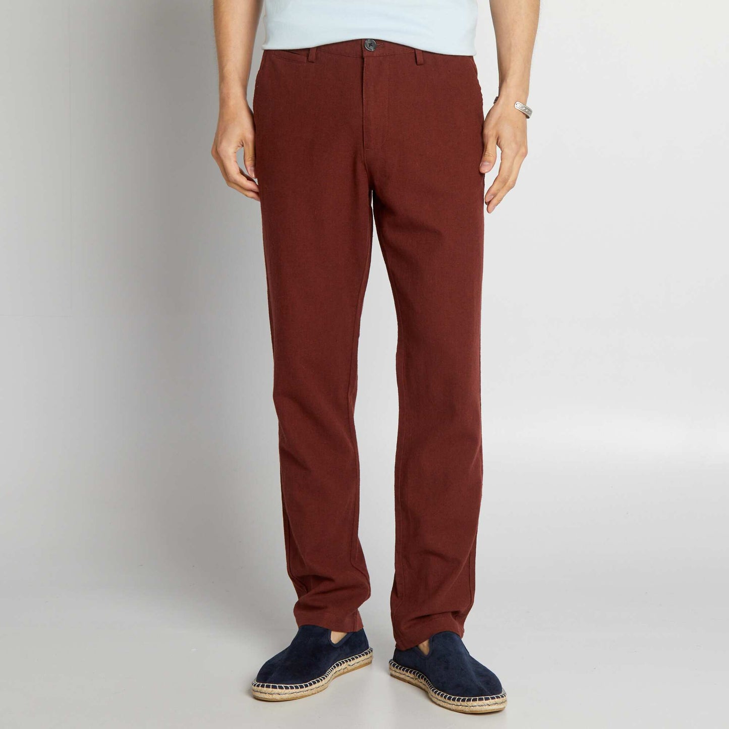 Pantalon chino en lin Rouge foncé