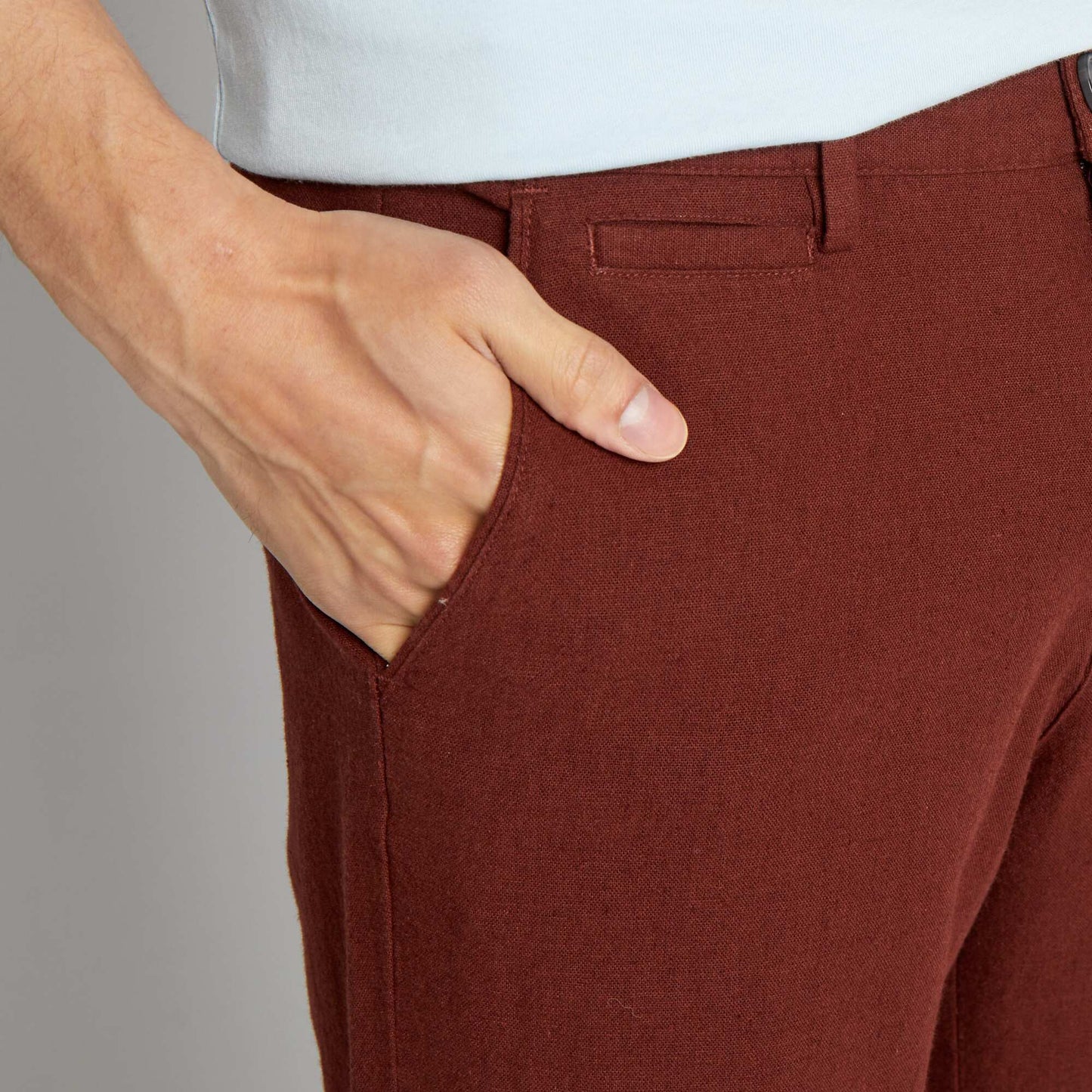 Pantalon chino en lin Rouge foncé