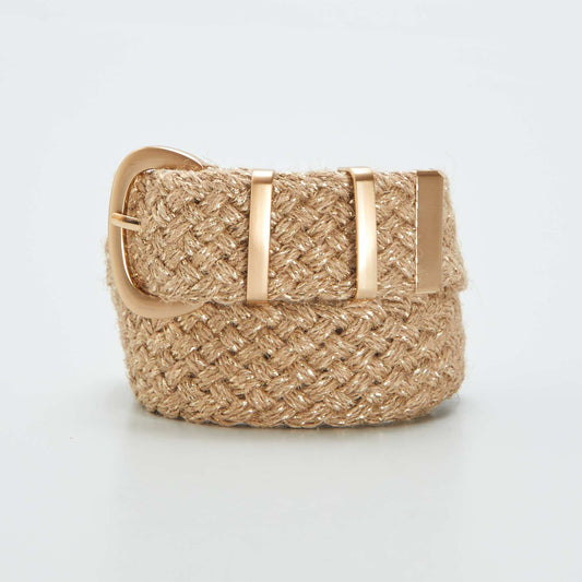 Ceinture en jute à fil métallisé Beige