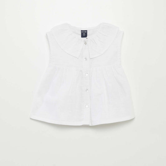 Blouse col claudine en lin blanc