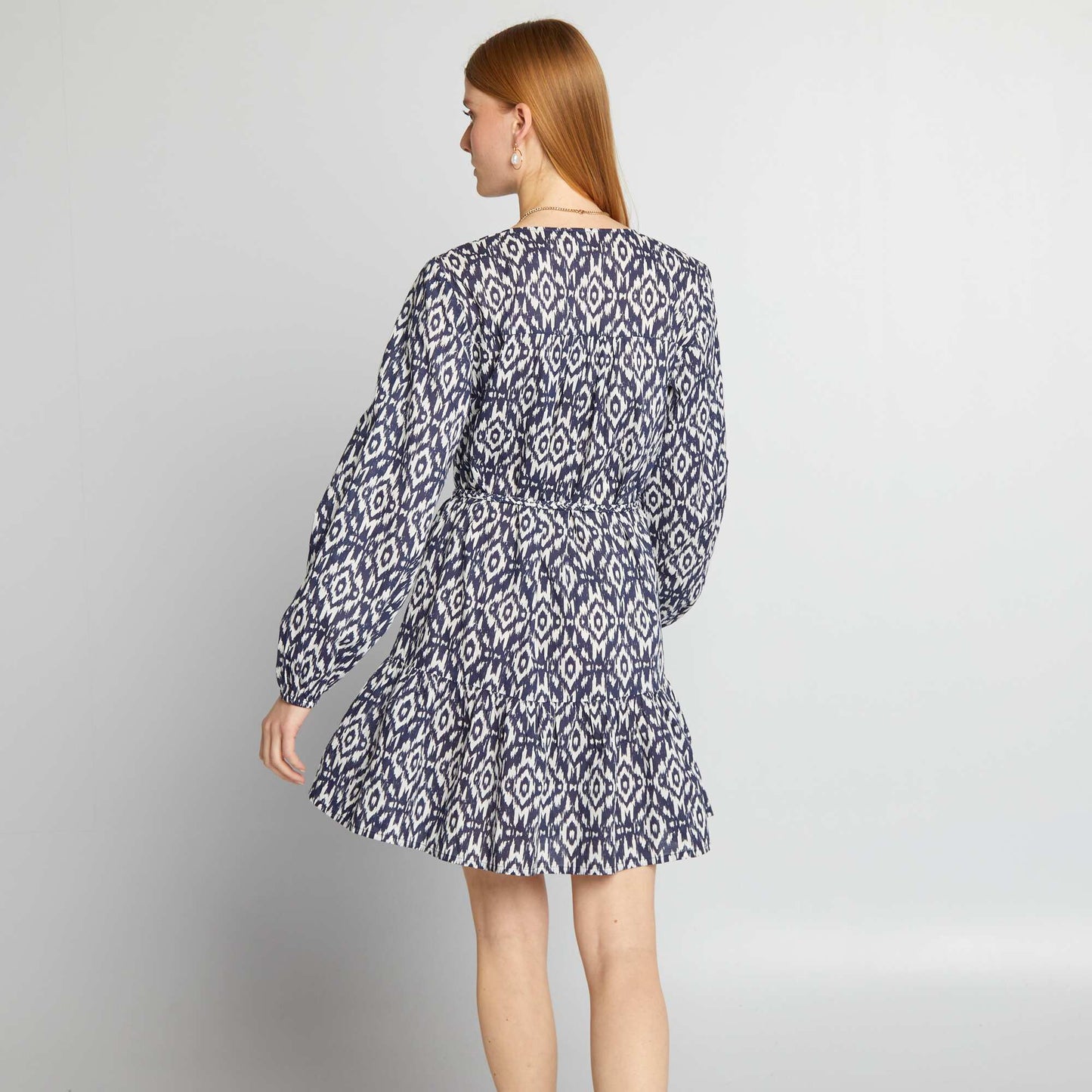 Robe ceinturée en voile de coton Bleu