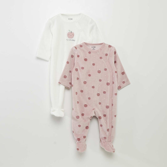 Lot de 2 pyjamas dors-bien en velours Mauve