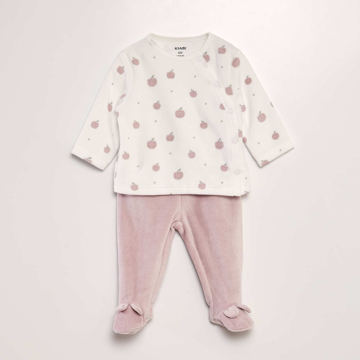 Ensemble pyjama en velours Blanc/rose