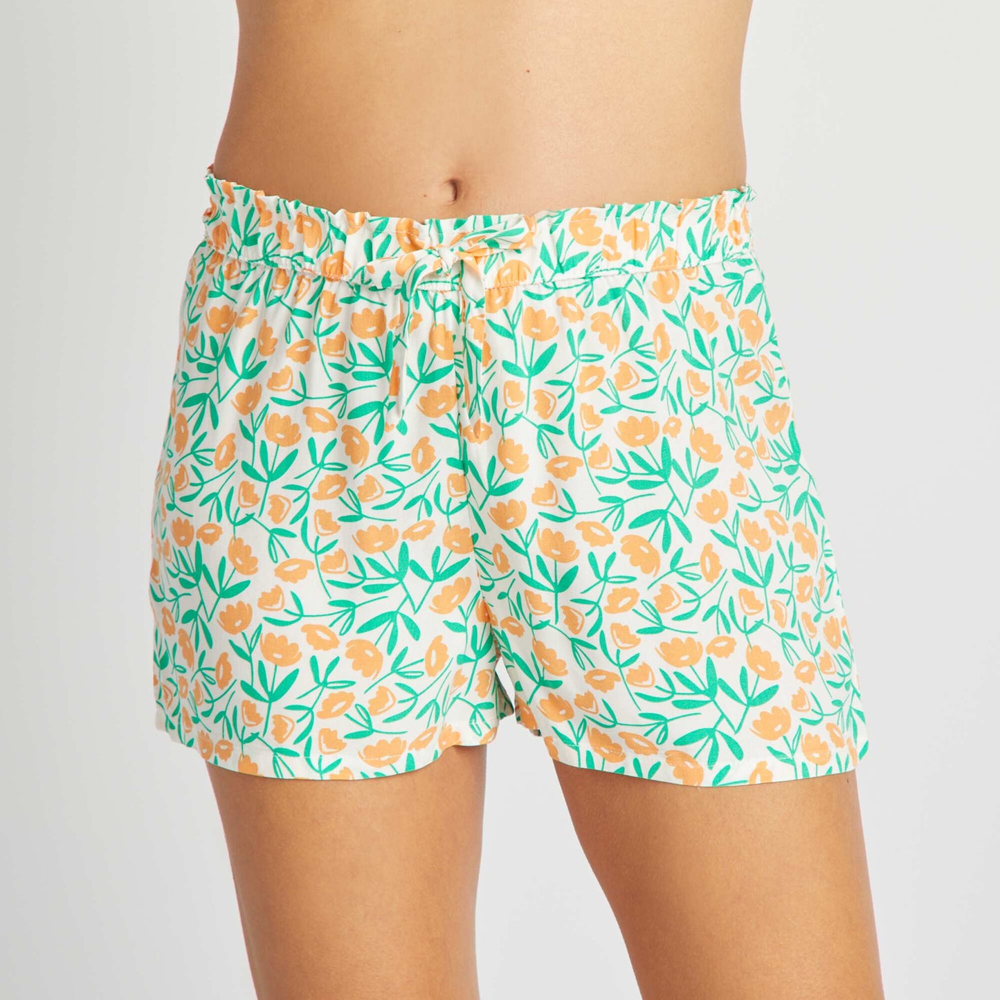 Short de pyjama fluide Blanc/vert/jaune