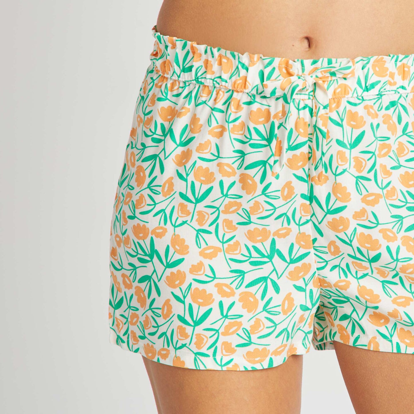 Short de pyjama fluide Blanc/vert/jaune