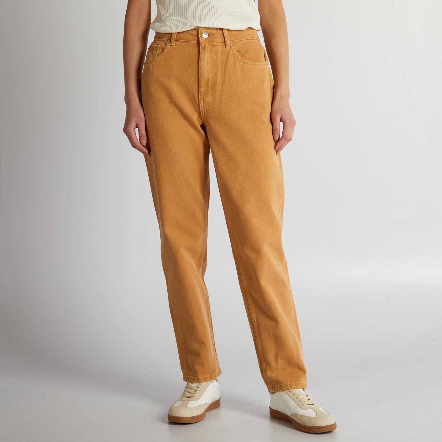 Jean droit taille haute Camel