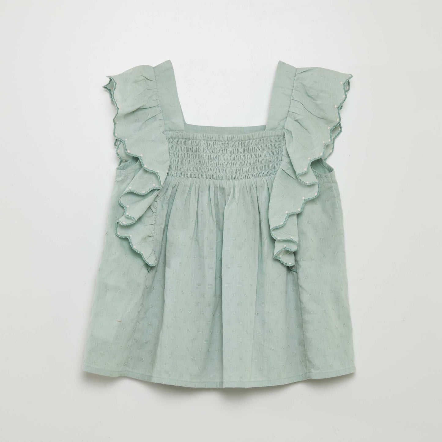 Blouse à volants avec broderies Vert