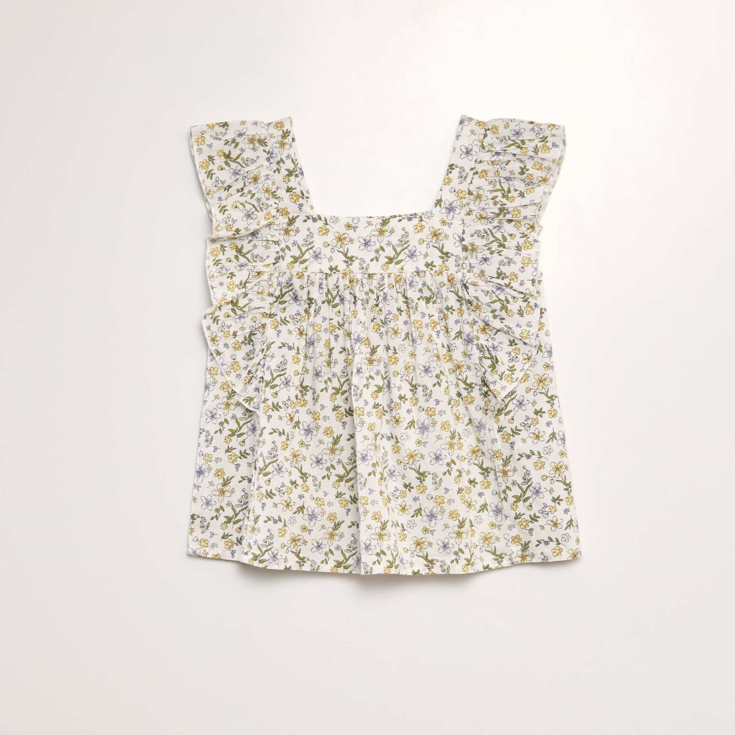 Blouse avec broderie Blanc/vert/jaune