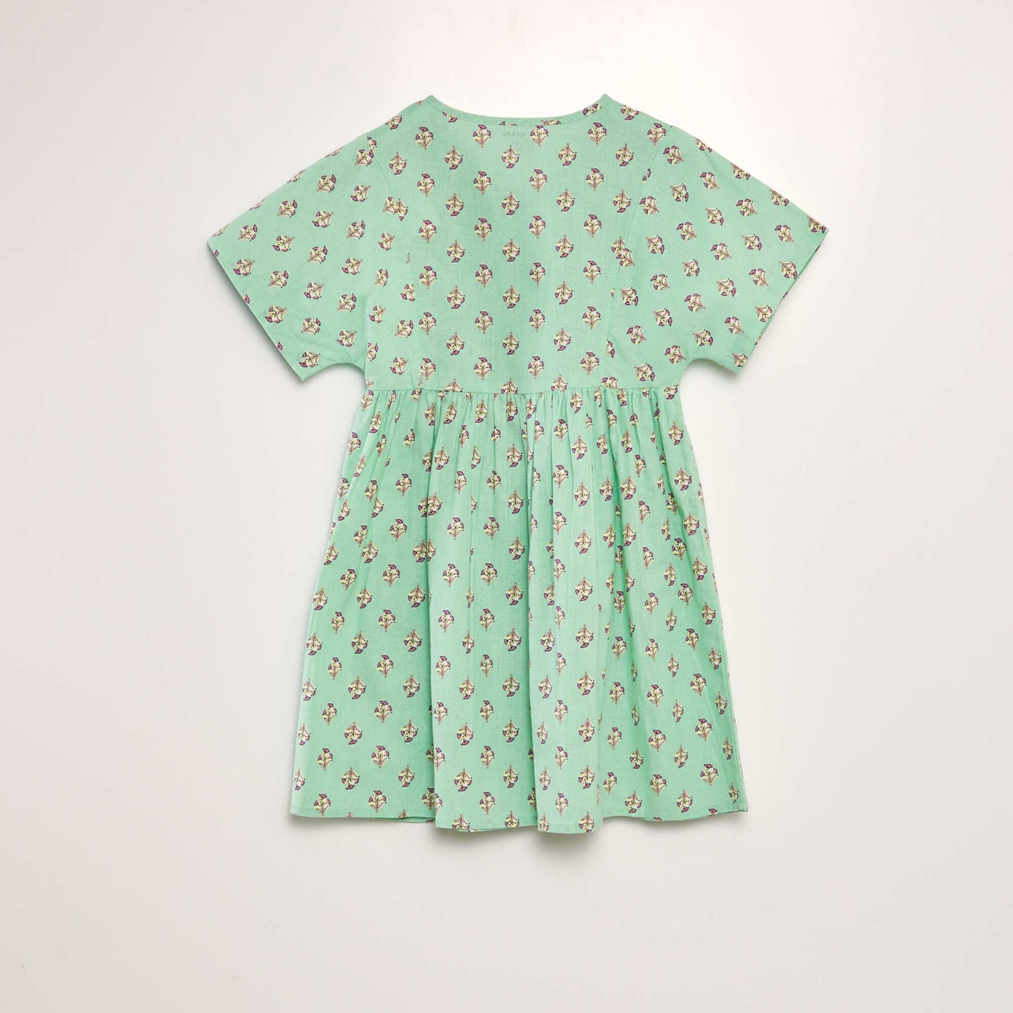 Robe imprimée en coton et lin Vert