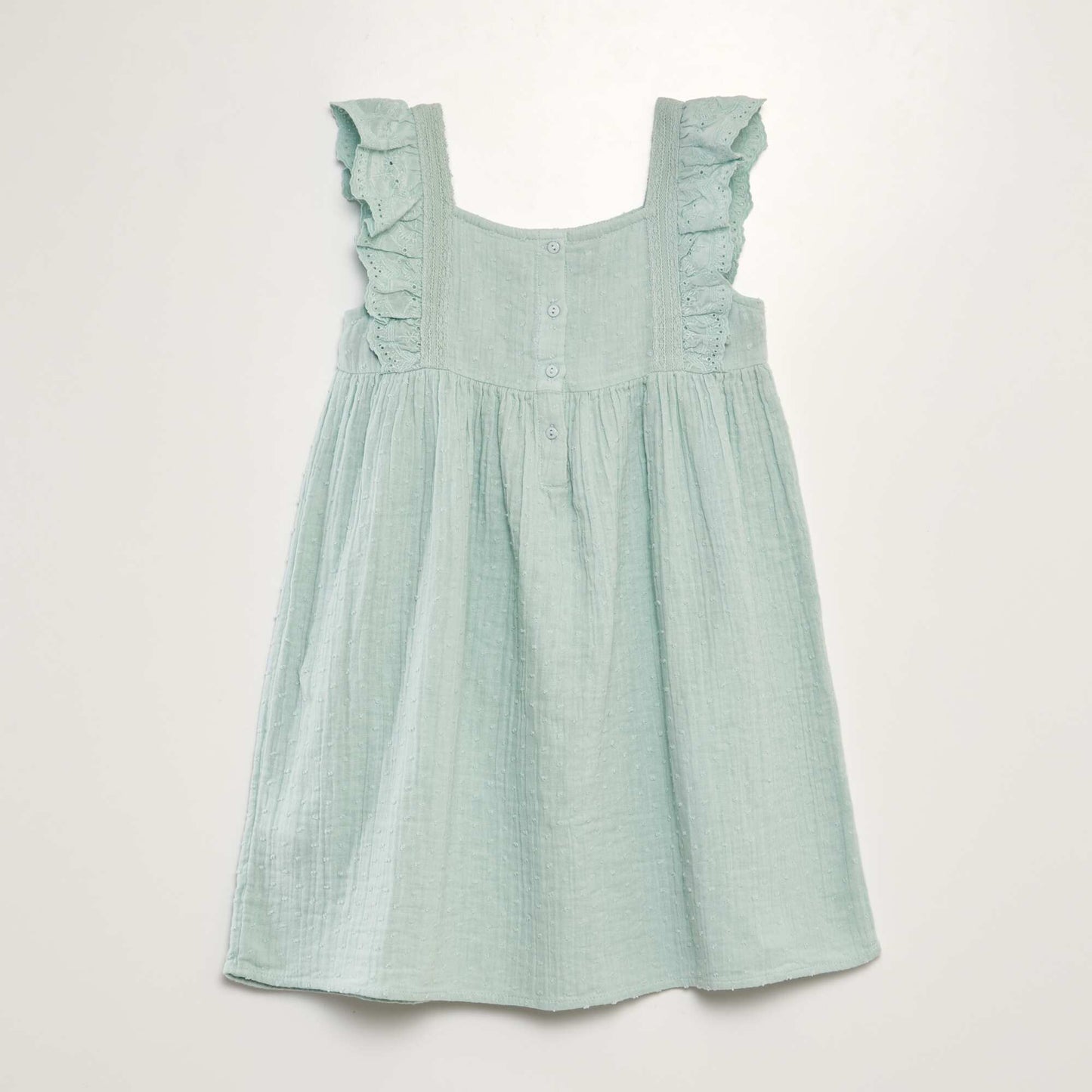 Robe en double gaze de coton + broderie bleu