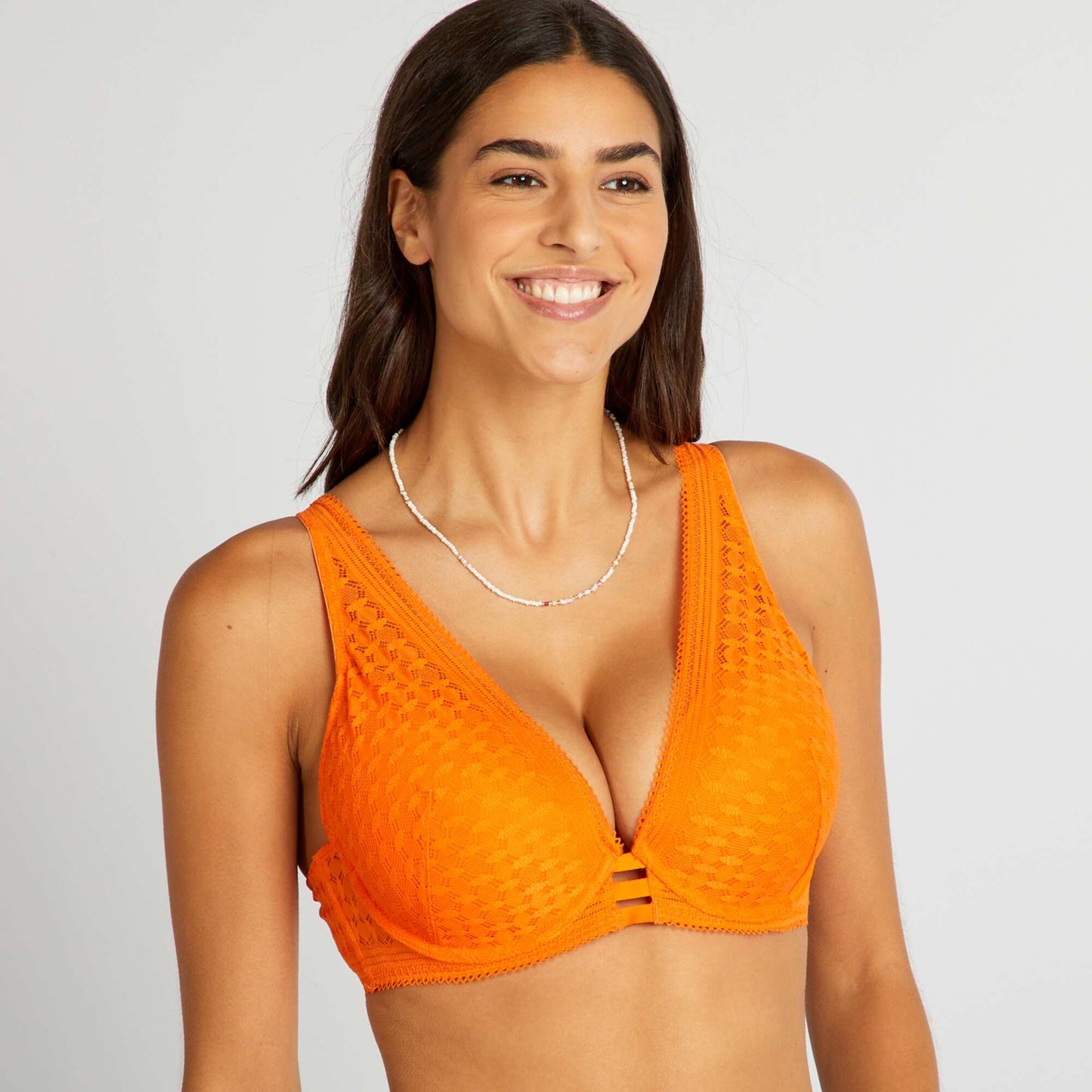 Soutien gorge en dentelle paddé bonnet D&E Orange