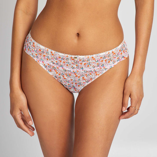 Culotte en dentelle fleurie Rose fleuri