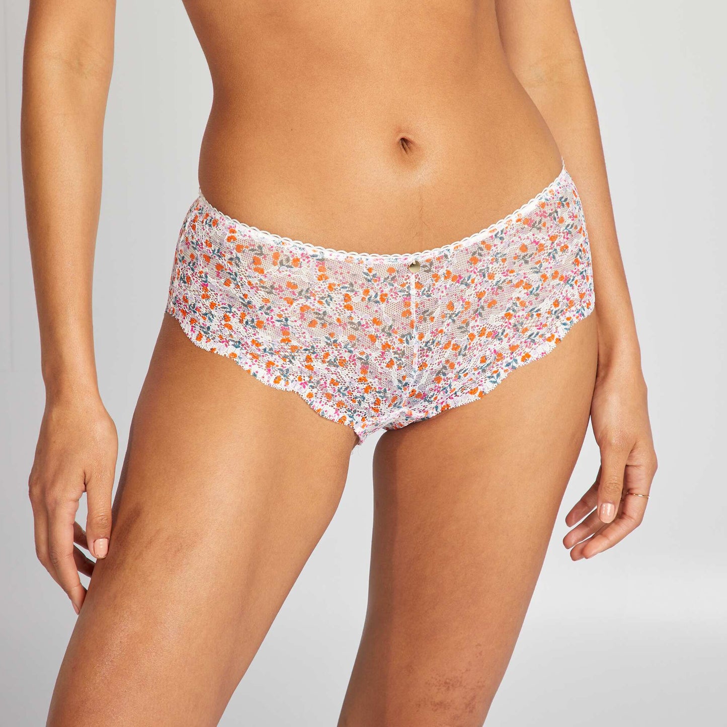 Shorty en dentelle imprimé fleuri Rose fleuri