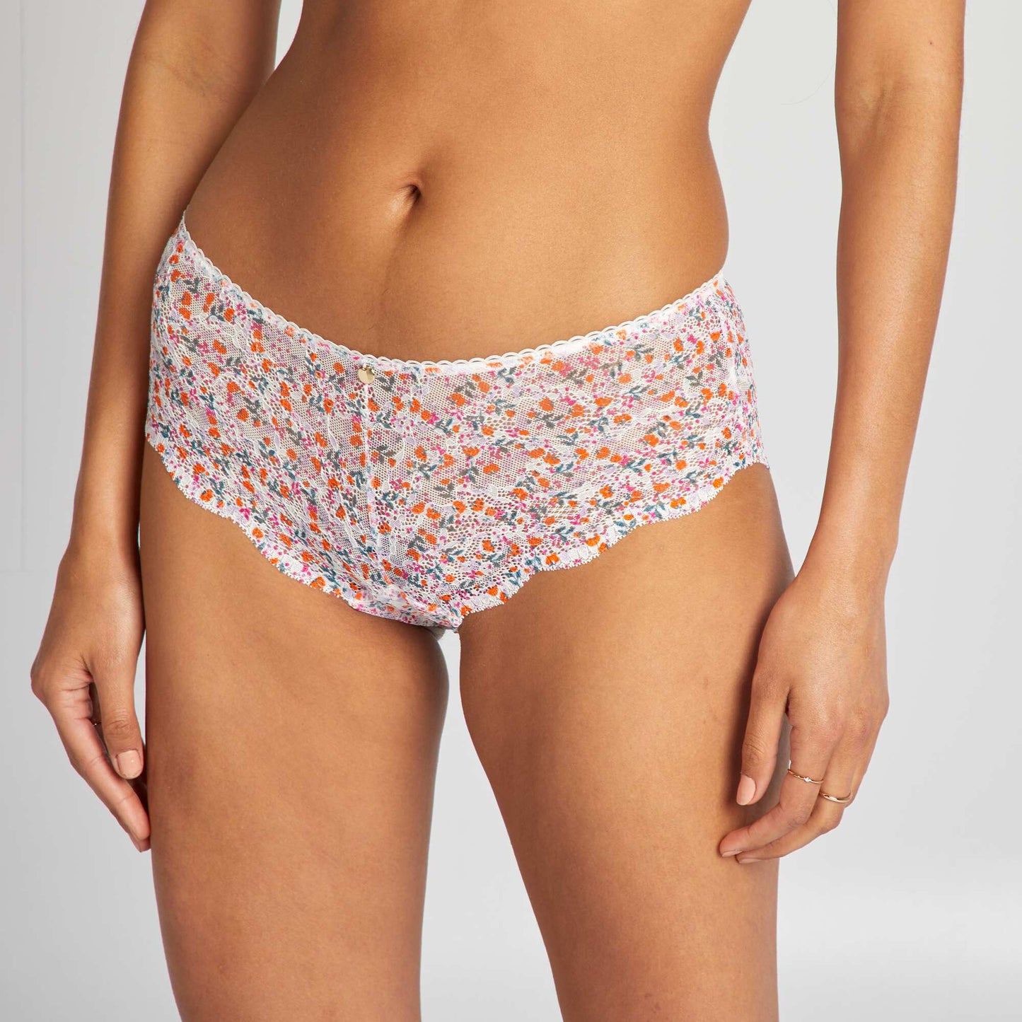 Shorty en dentelle imprimé fleuri Rose fleuri