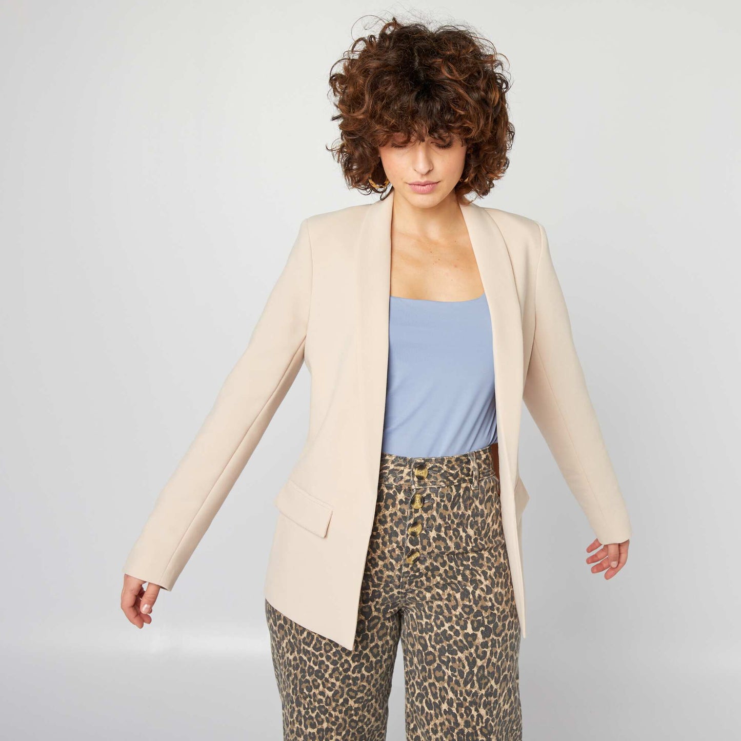 Veste blazer mi-longue Beige