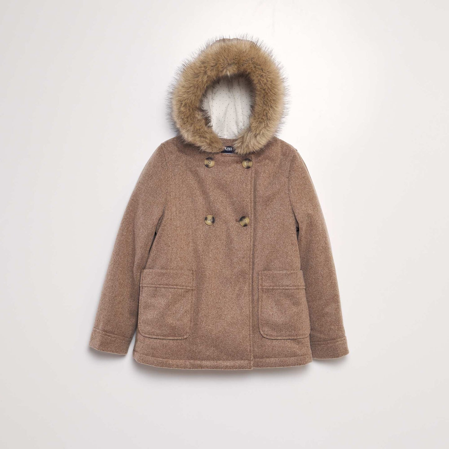 Manteau à capuche façon lainage Marron