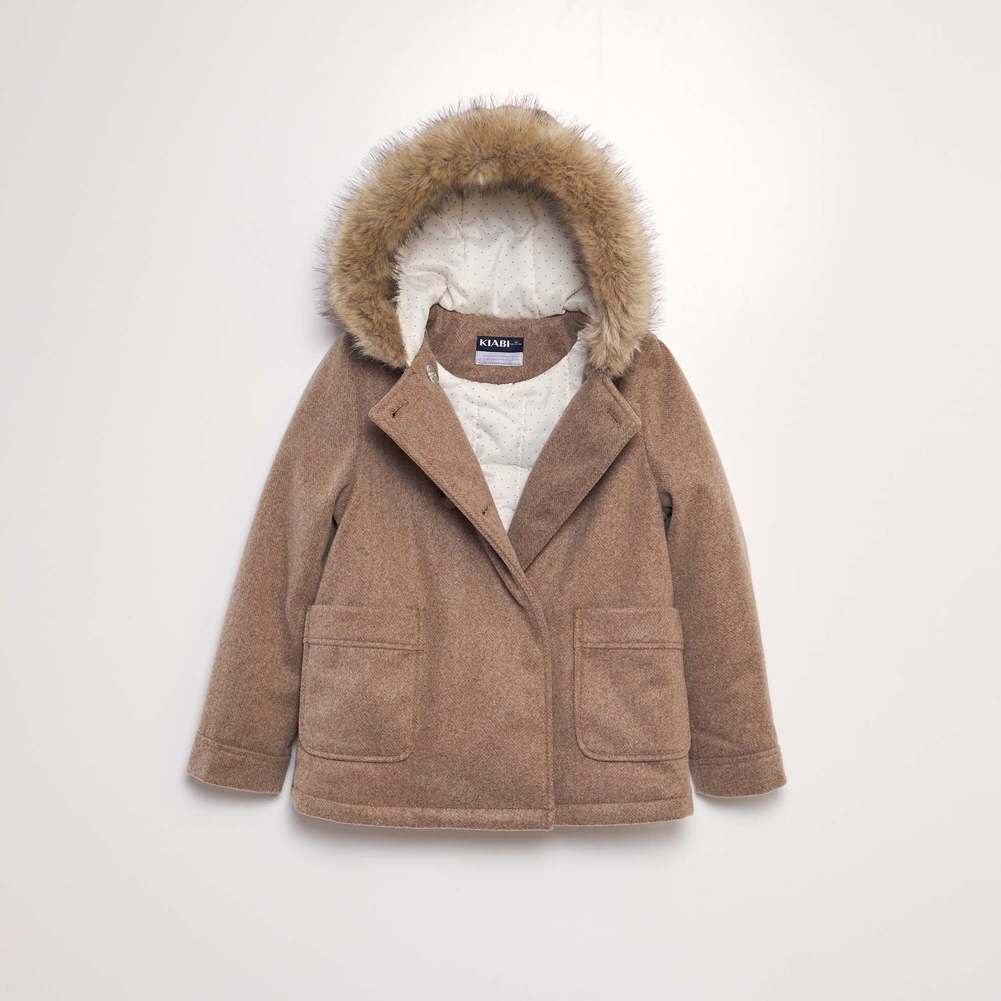 Manteau à capuche façon lainage Marron