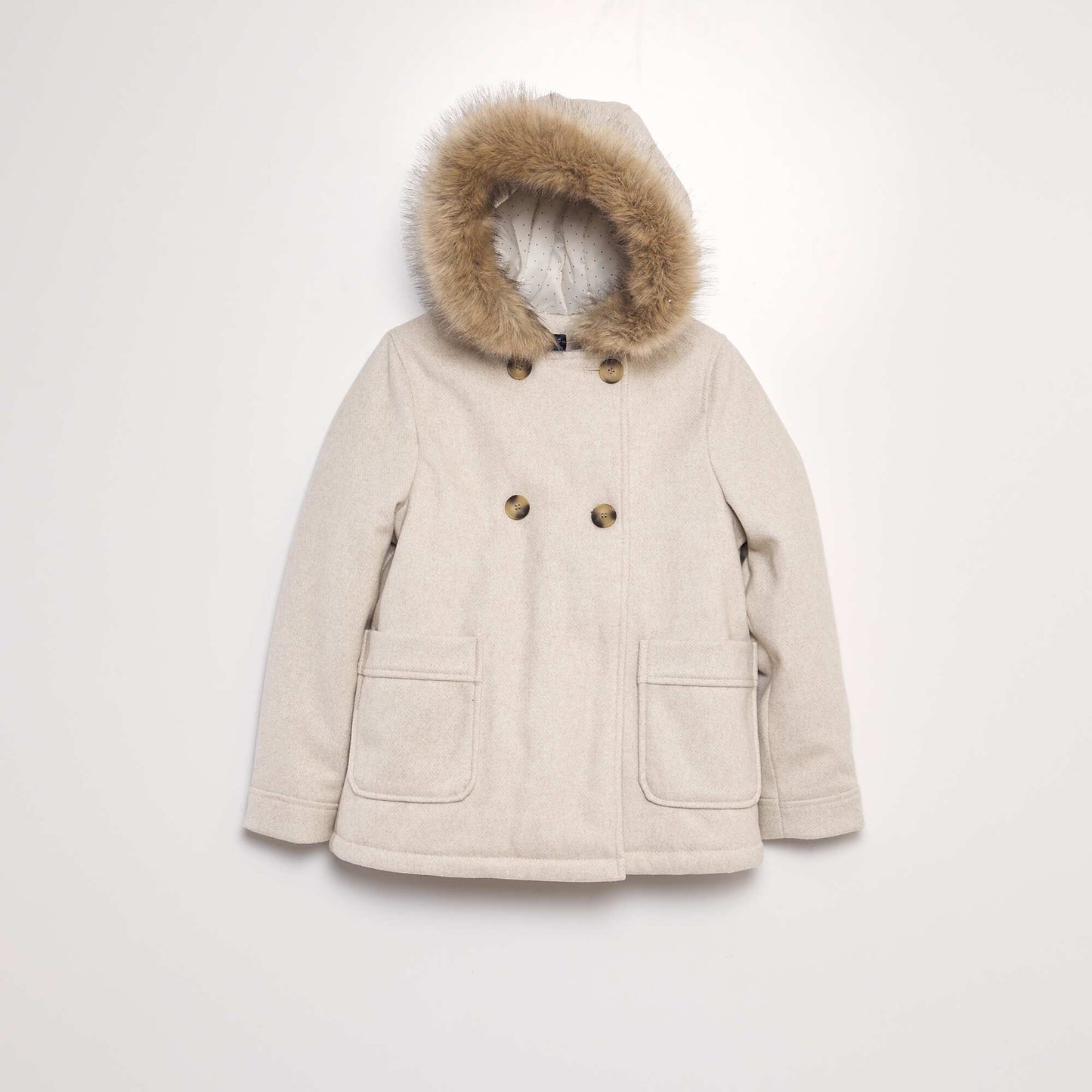 Manteau à capuche façon lainage Beige