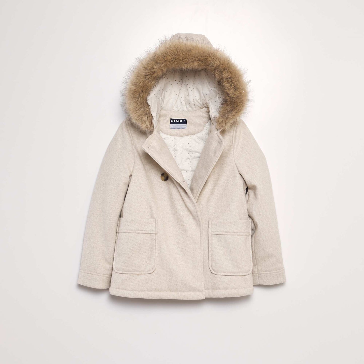 Manteau à capuche façon lainage Beige