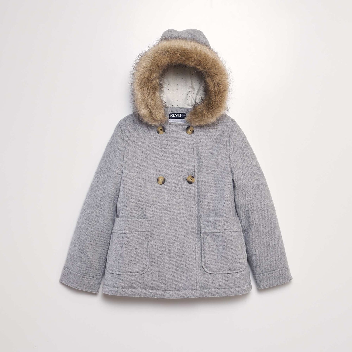 Manteau à capuche façon lainage Gris