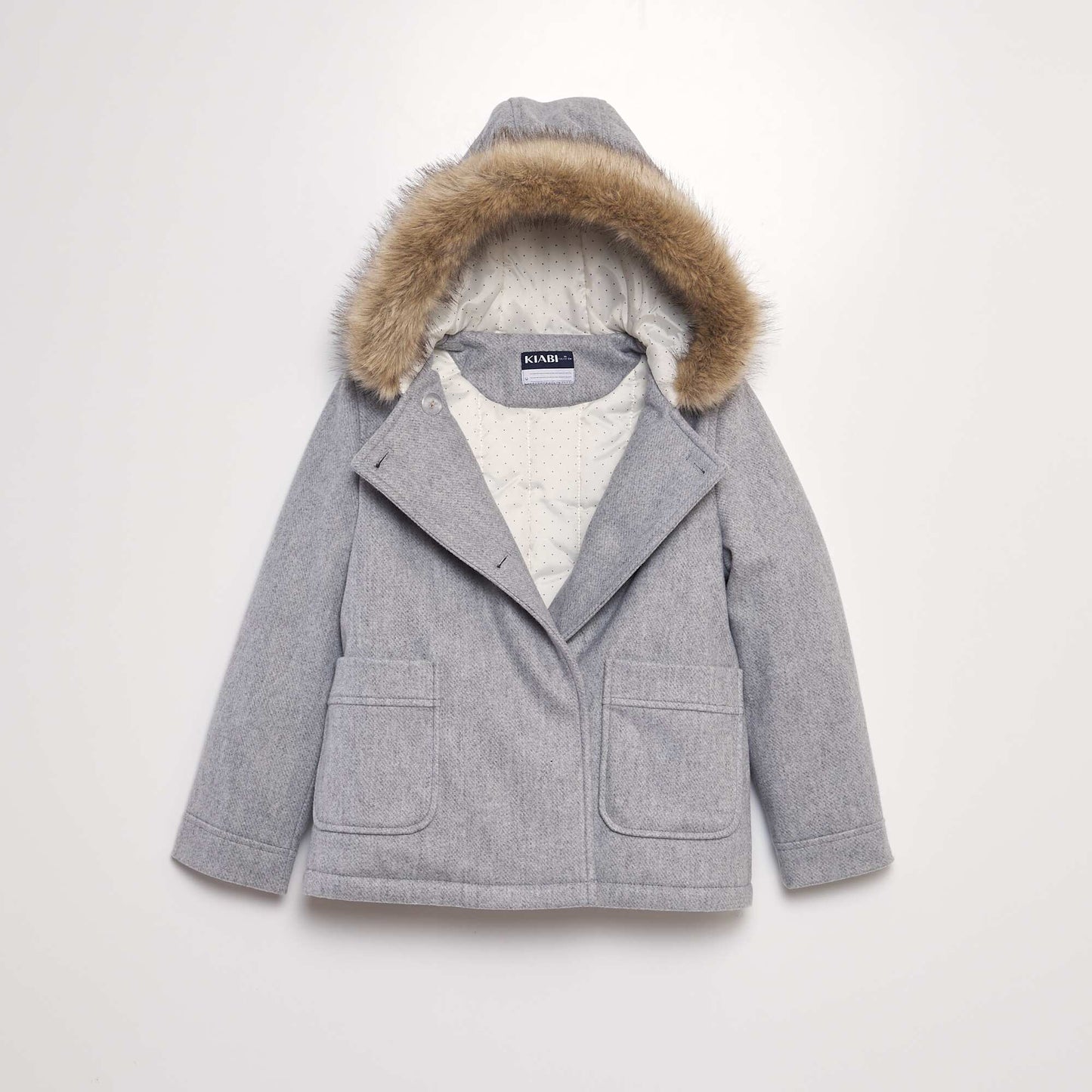 Manteau à capuche façon lainage Gris