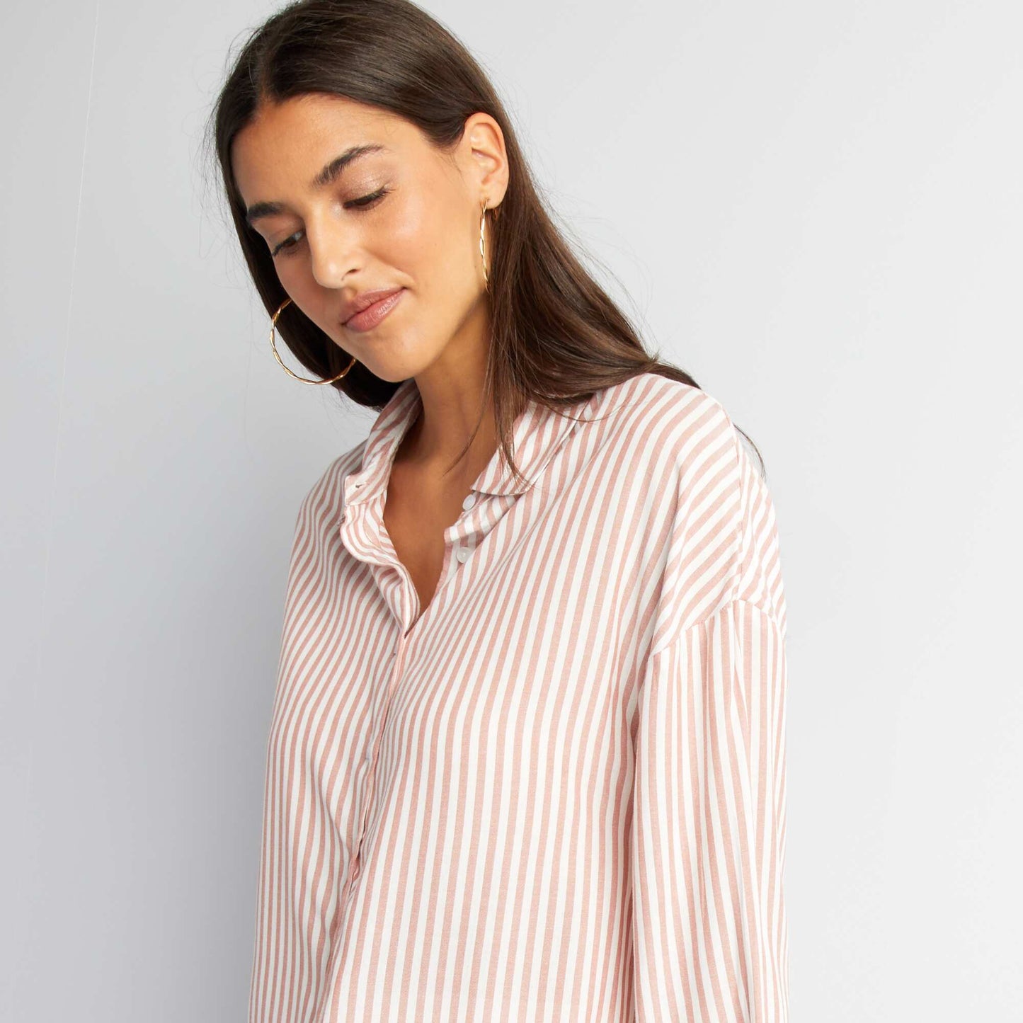 Chemise longue rayée Rose rayé