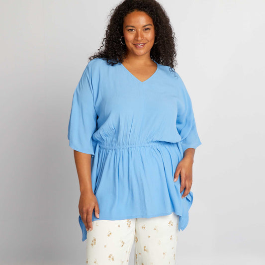 Blouse fluide avec manches papillon Bleu