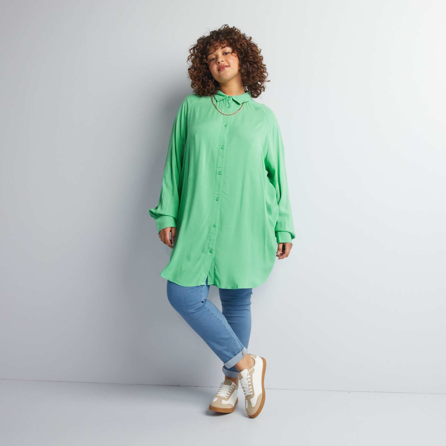 Chemise longue à manches longues Vert