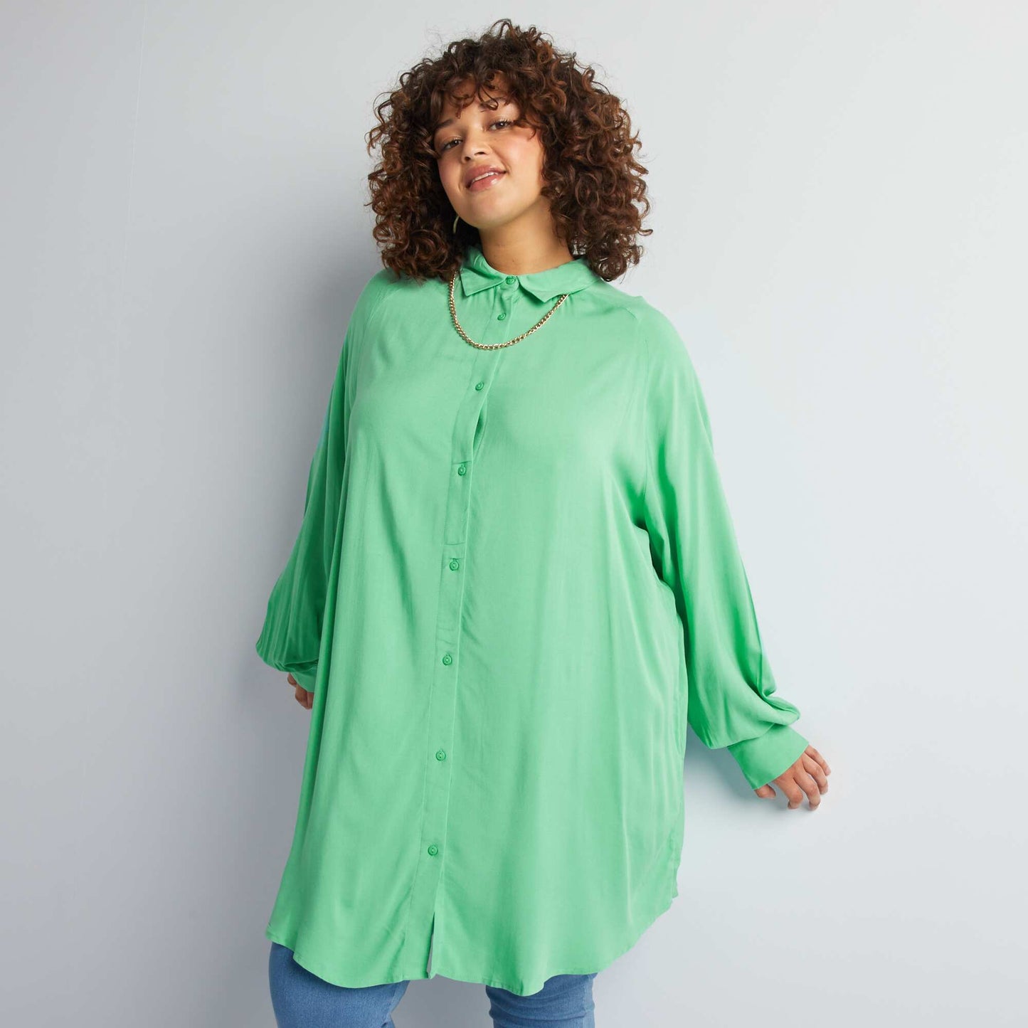 Chemise longue à manches longues Vert