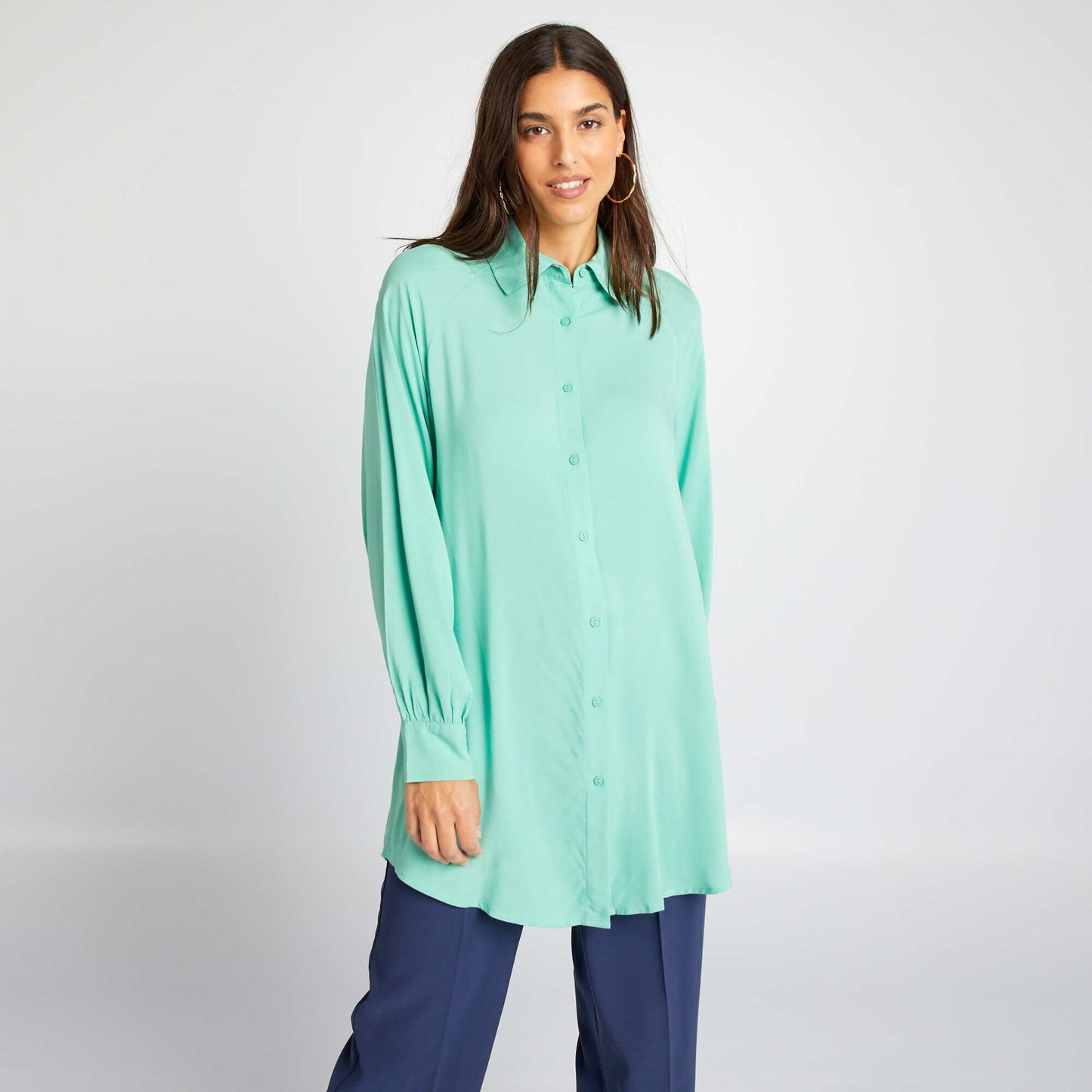 Chemise longue fluide Vert d'eau