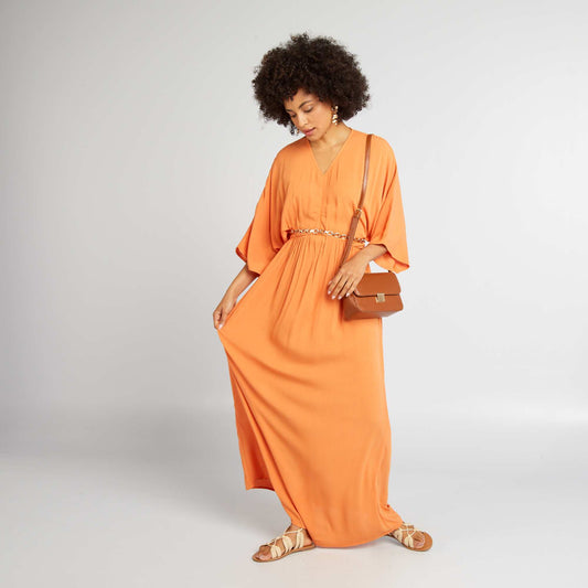 Robe longue manches chauve-souris Orange