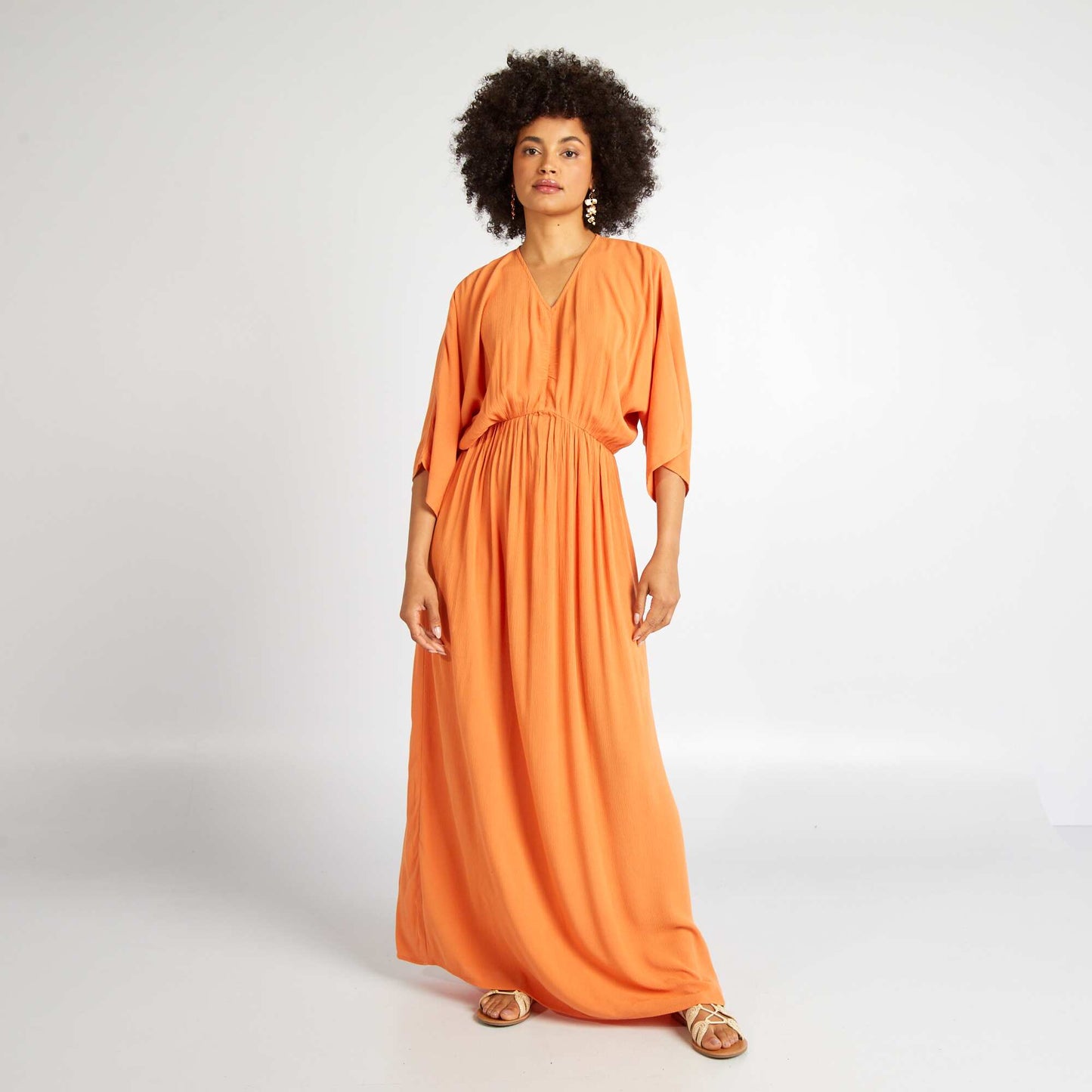 Robe longue manches chauve-souris Orange