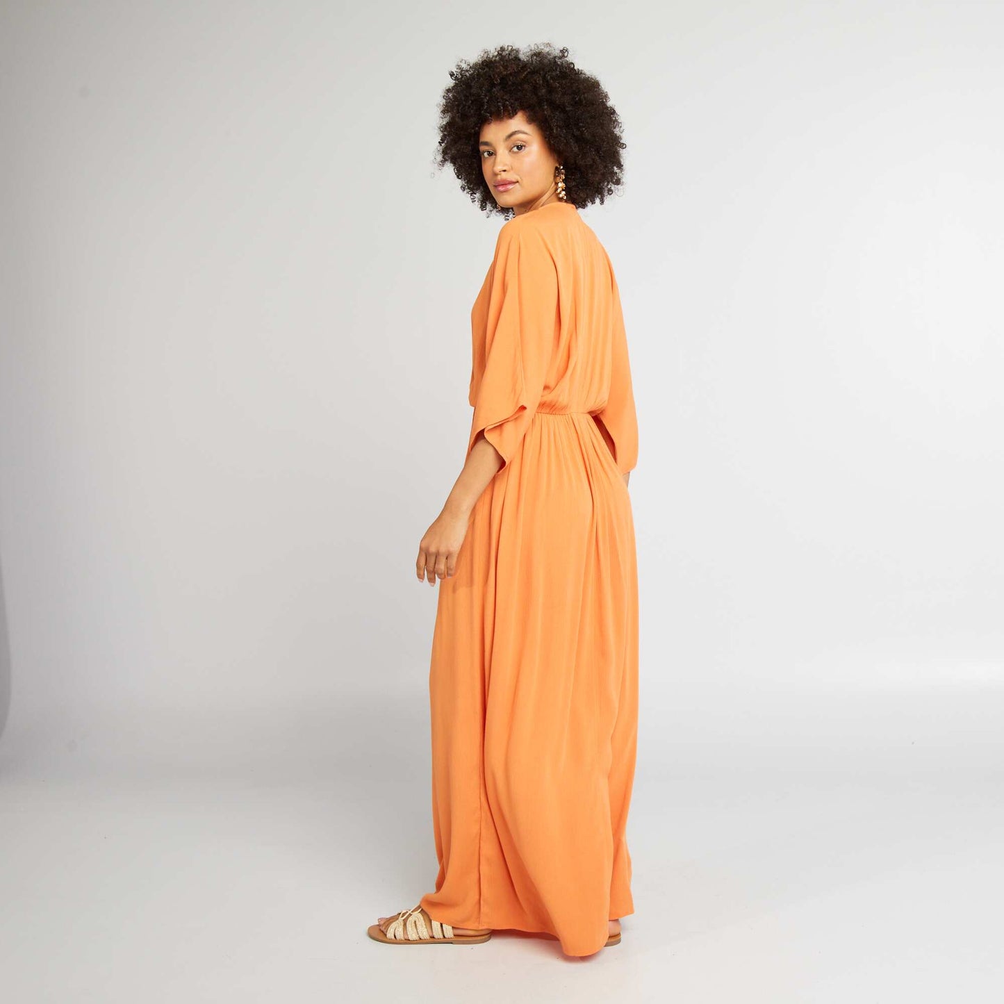 Robe longue manches chauve-souris Orange