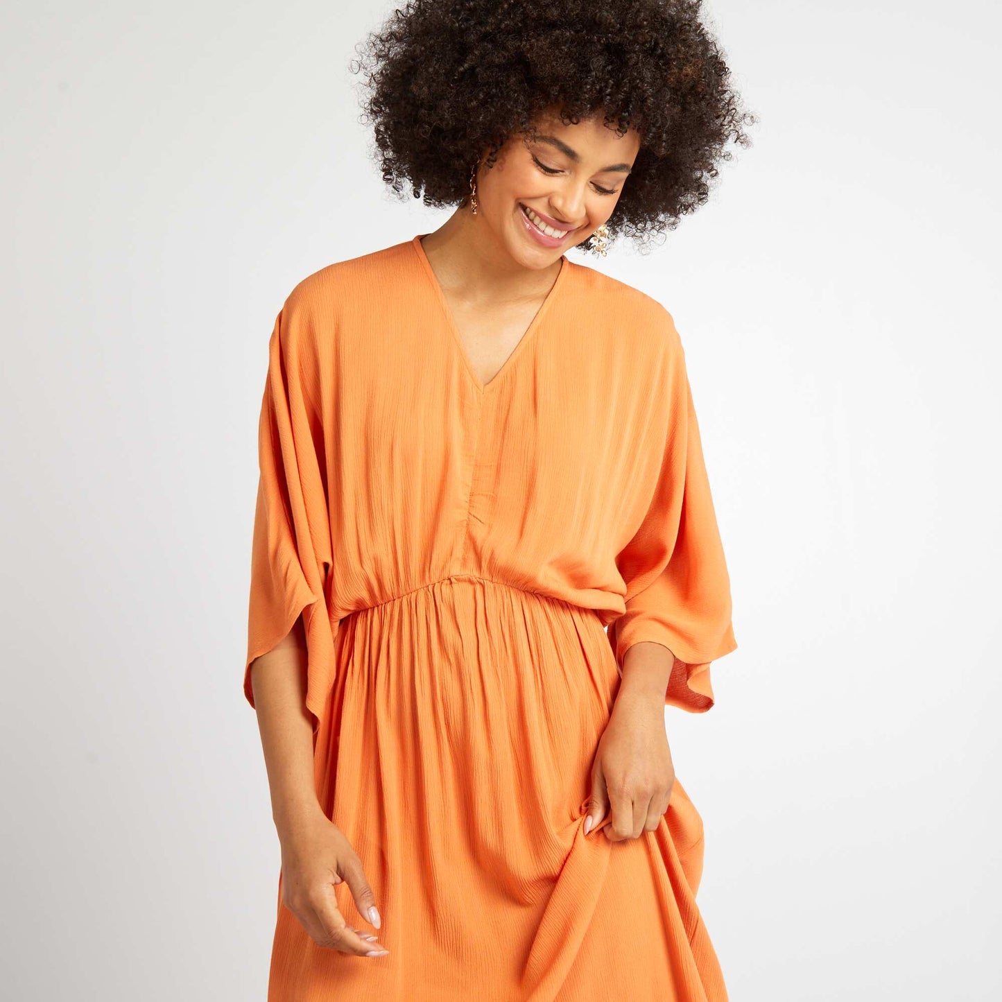 Robe longue manches chauve-souris Orange