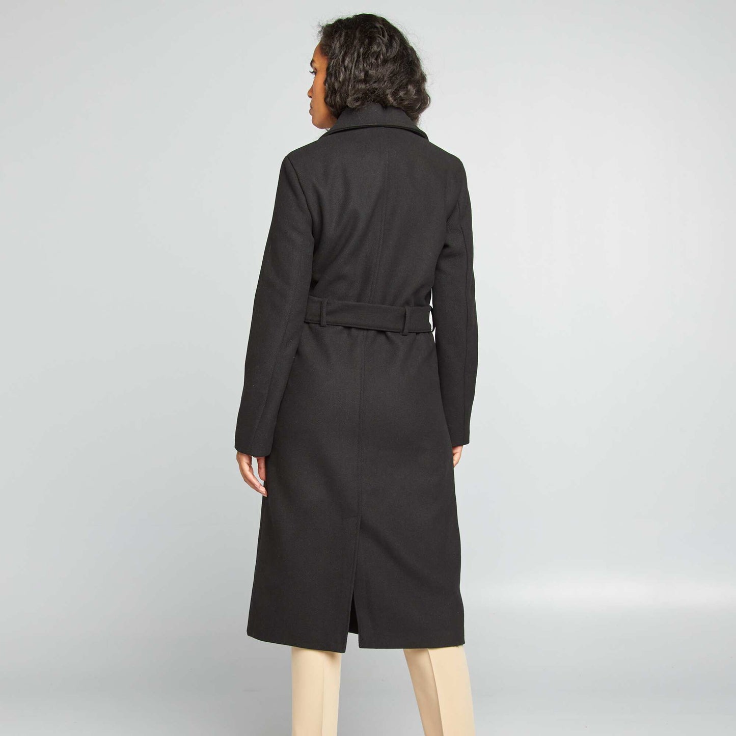 Manteau long en lainage noir