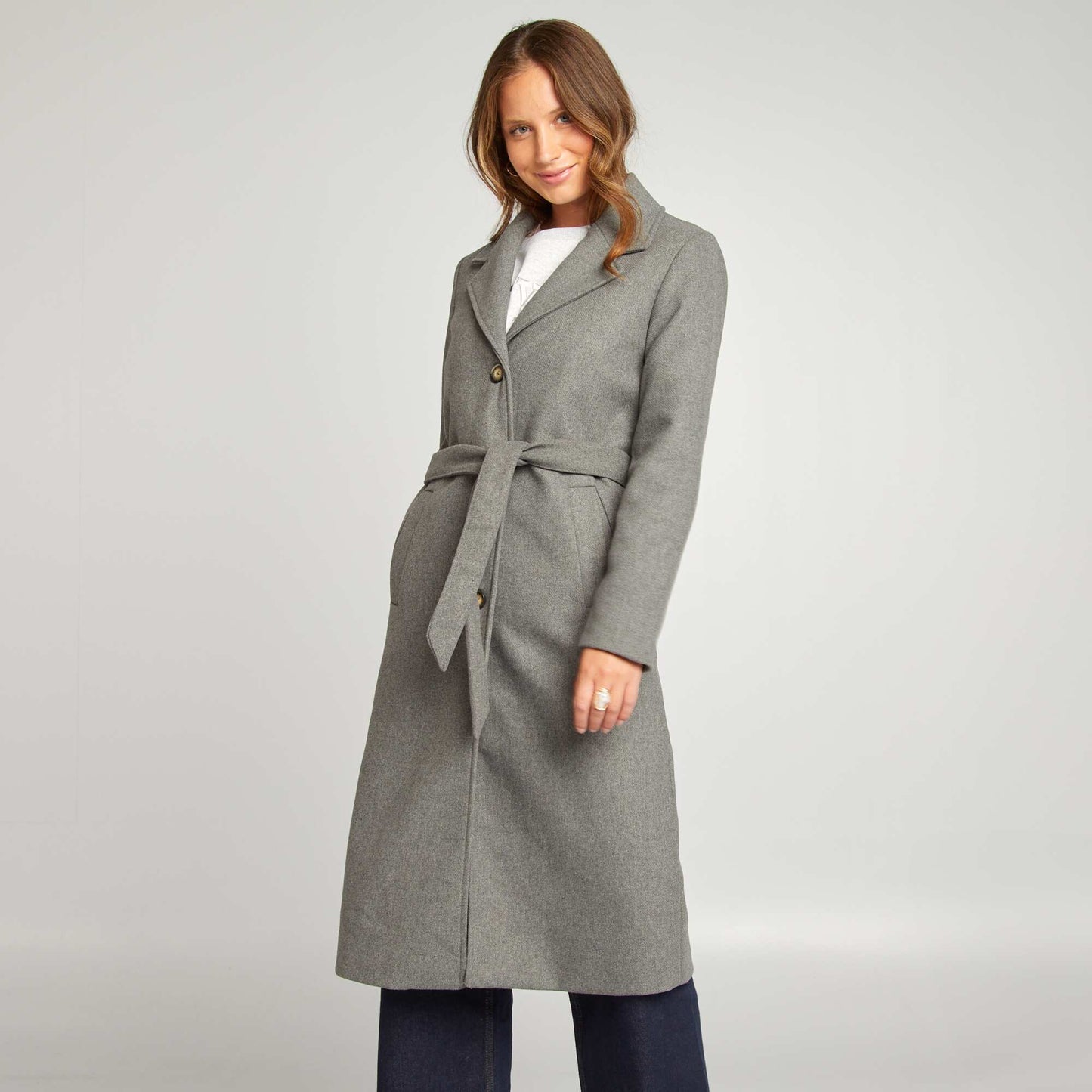 Manteau long en lainage Gris